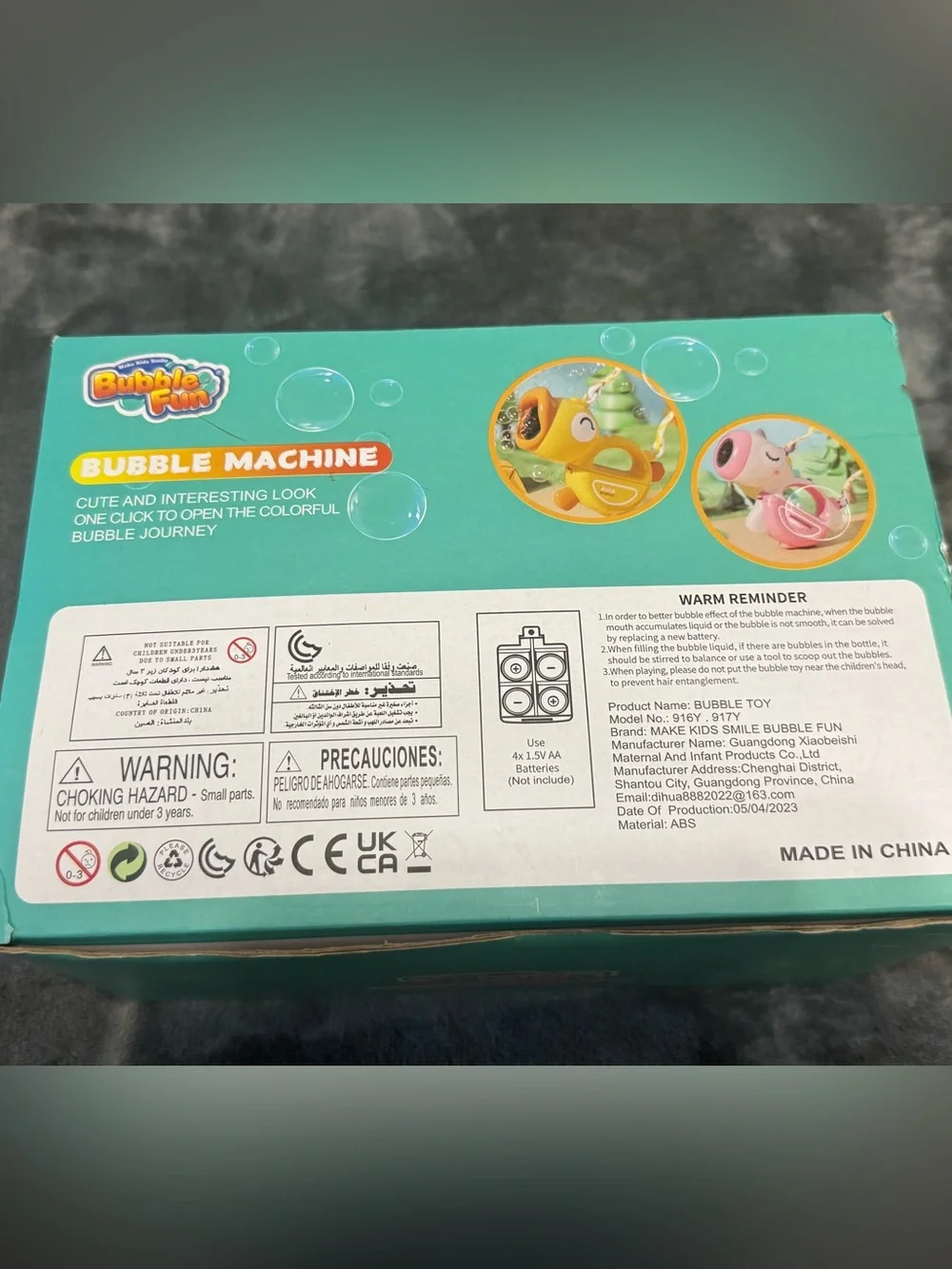 Unicorn Bubble Machine Toy - Pink and Orange Kids Bubble Machines